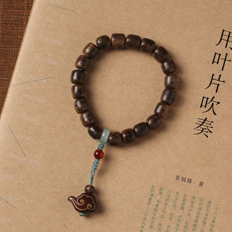 Mythstone Agarwood Copper Coin Auspicious Cloud Calm Bracelet