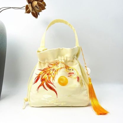 Mythstone Suzhou Embroidery Rabbit Lotus Epiphyllum Peony Magnolia Silk Tote Crossbody Bag Shoulder Bag Handbag