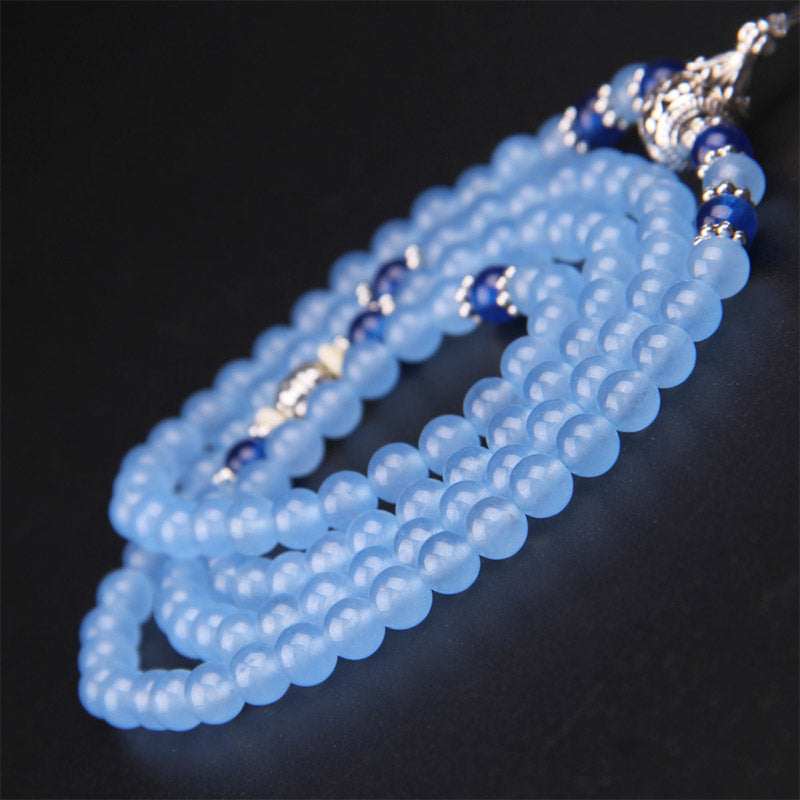 Mythstone 108 Beads Blue Crystal Healing Bracelet Mala