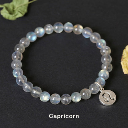 12 Constellations of the Zodiac Moonstone Charming Bracelet