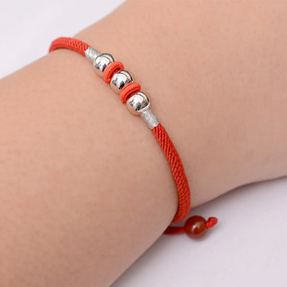 Mythstone 925 Sterling Silver Lucky Bead Protection Red String Bracelet