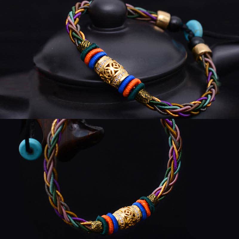 Pulsera de hilo de cobre con ocho hilos y nudo tibetano hecha a mano Mythstone