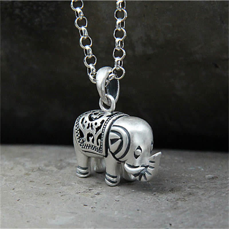 Mythstone 990 Sterling Silver Elephant Strength Necklace Pendant