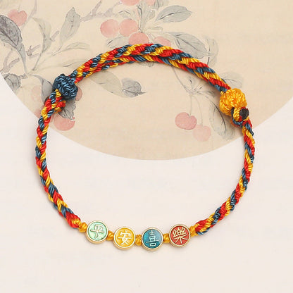 Pulsera trenzada de hilo de color Dunhuang hecha a mano con protección de la paz y la alegría Mythstone 