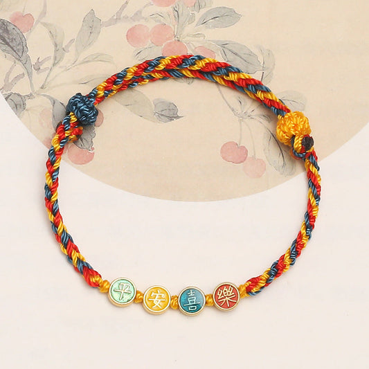 Mythstone Handmade Dunhuang Color Thread Peace And Joy Protection Braid String Bracelet