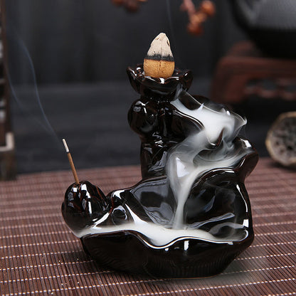 Handcrafted Waterfall Incense Holder Backflow Cone Ceramic Burner