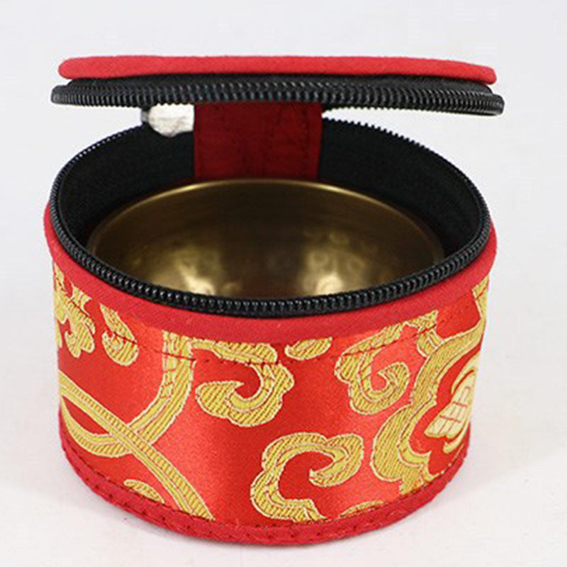 Mythstone Tibetan Singing Bowl Storage Bag with Zipper Closure Decoration