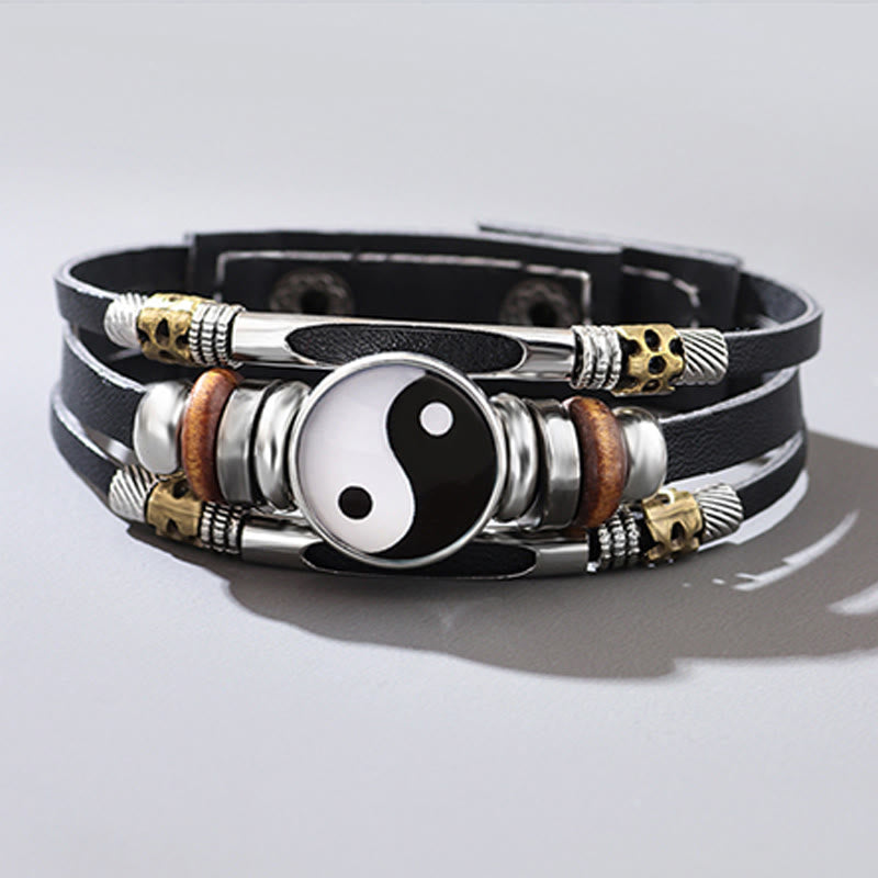 Mythstone Yin Yang Leather Balance Bracelet