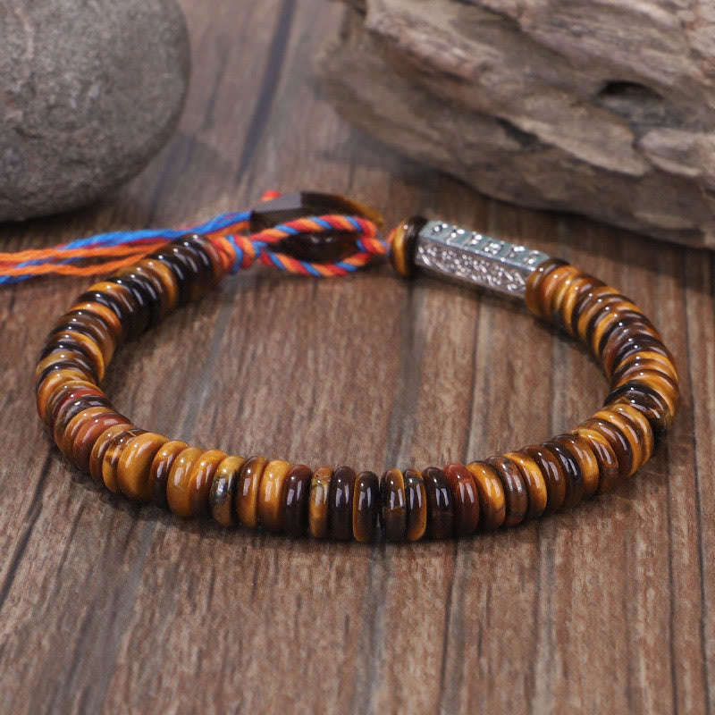 Mythstone Tibetan Tiger Eye Om Mani Padme Hum Protection Power Bracelet