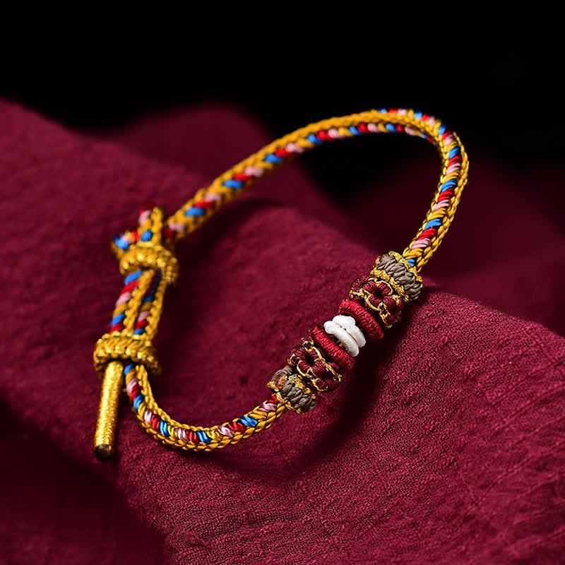 Mythstone Handmade Dunhuang Color Luck Braid String Bracelet