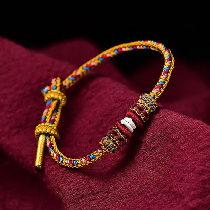 Mythstone Handmade Dunhuang Color Luck Braid String Bracelet