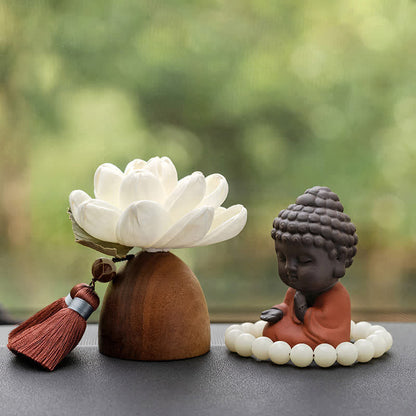 Mythstone Black Peach Wood Buddha Flower Calm Cure Decorations