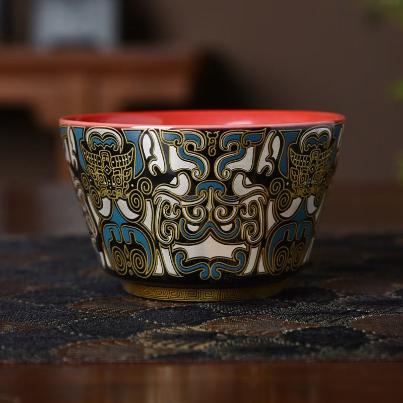 Mythstone Lucky Mythological Creature Taotie Ceramic Teacup Kung Fu Tea Cup