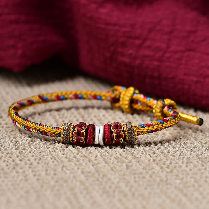 Mythstone Handmade Dunhuang Color Luck Braid String Bracelet