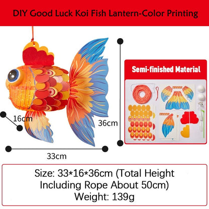 Mythstone DIY Good Luck Koi Fish Paper Lantern Lamp Mid-Autumn Festival Child Kids Lantern Decoration