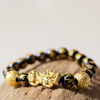 MythStone FengShui PiXiu Obsidian Wealth Bracelet