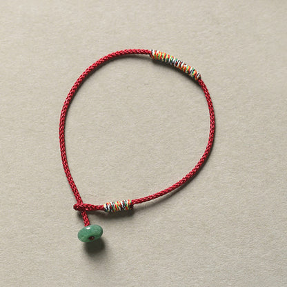 Pulsera trenzada de cuerda con aventurina verde tibetana hecha a mano para proteger la suerte 