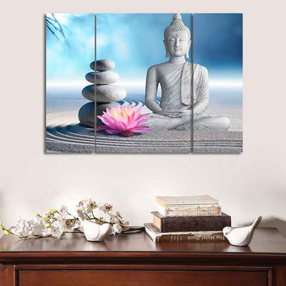 Mythstone Sitting Meditation Buddha Lotus Blessing Compassion Balance Cairn Zen Rocks Wall Art