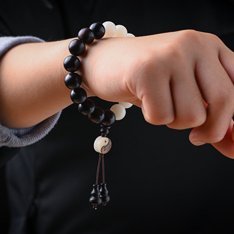 Pulsera decorativa con protección YinYang de ébano y piedra mítica