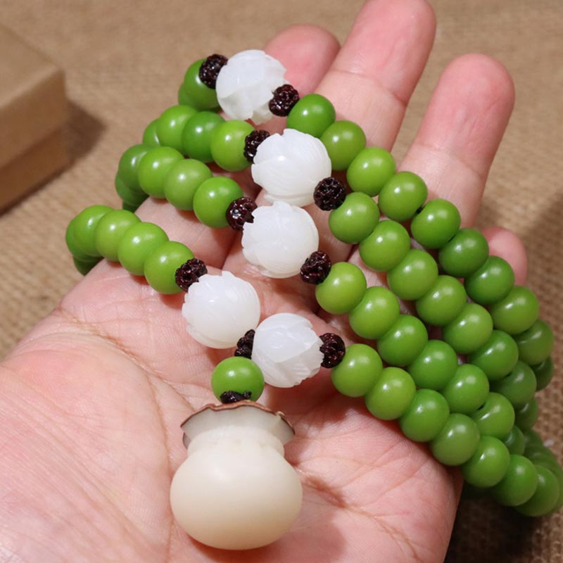 Mythstone Natural Bodhi Seed 108 Beads Mala Wisdom Bracelet