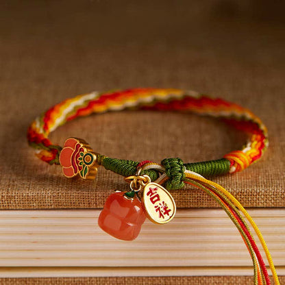 MythStone Persimmon Red Agate Strength Reincarnation Knot Braid String Bracelet