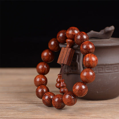 Mythstone Tibetan Small Leaf Red Sandalwood Relaxation Bracelet