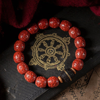 Mythstone Natural Cinnabar Ebony Calm Blessing Bracelet