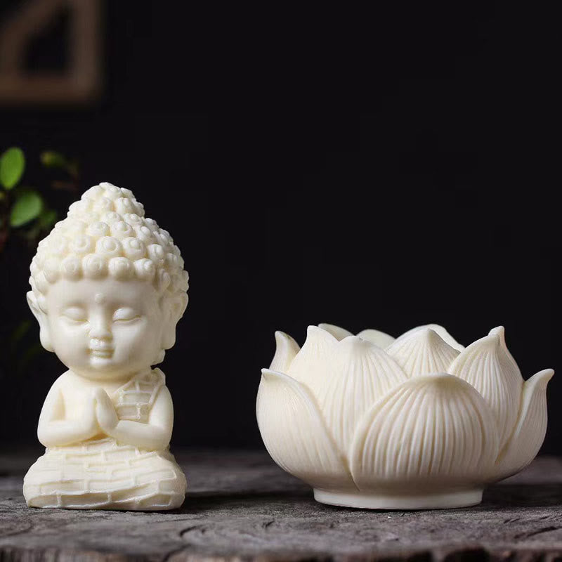 Mythstone Mini Ivory Fruit Tathagata Buddha Lotus Kwan Yin Avalokitesvara Manjusri Samantabhadra Serenity Desk Decoration