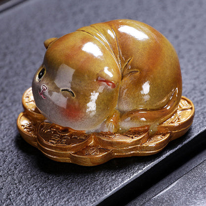 Mythstone Color Changing Cute Mini Cat Resin Tea Pet Wealth Home Figurine Decoration