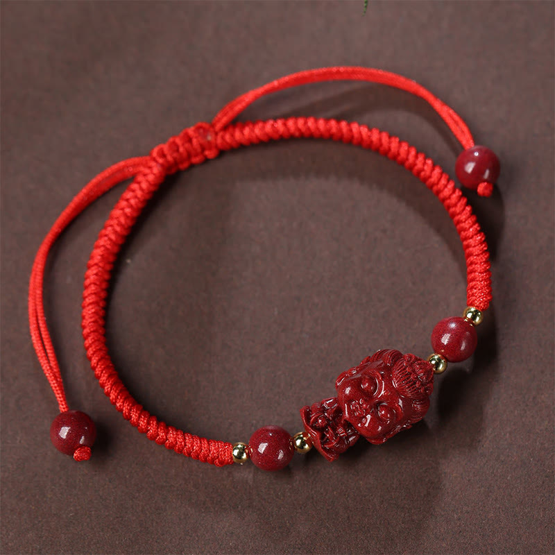 Mythstone Chinese Zodiac Natal Buddha Cinnabar Amulet Blessing String Bracelet