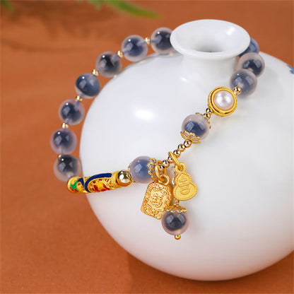 Mythstone Natural Blue Candy Agate Amulet Strength Bracelet