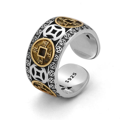 Mythstone Five-Emperor Coins Balance Adjustable Ring