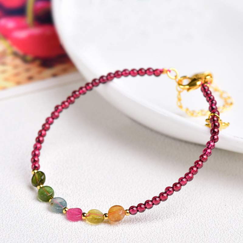 Mythstone Garnet Tourmaline Butterfly Protection Bracelet Anklet