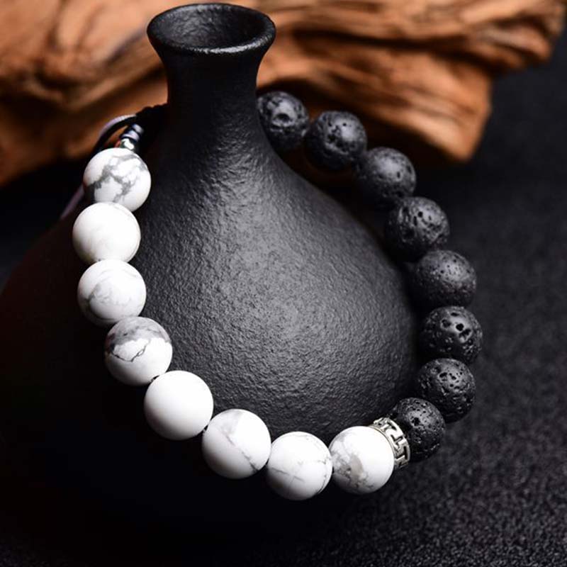 Pulsera de protección con piedra de lava Yin Yang Mythstone