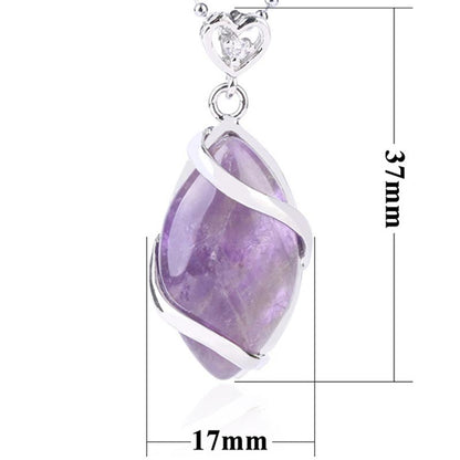 Mythstone Marquise Pattern Natural Crystal Stone Charm Necklace Pendant