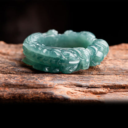 Mythstone Natural Jade Dragon Success Ring