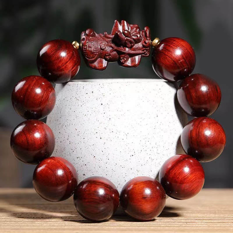 Mythstone Small Leaf Red Sandalwood PiXiu Protection Bracelet