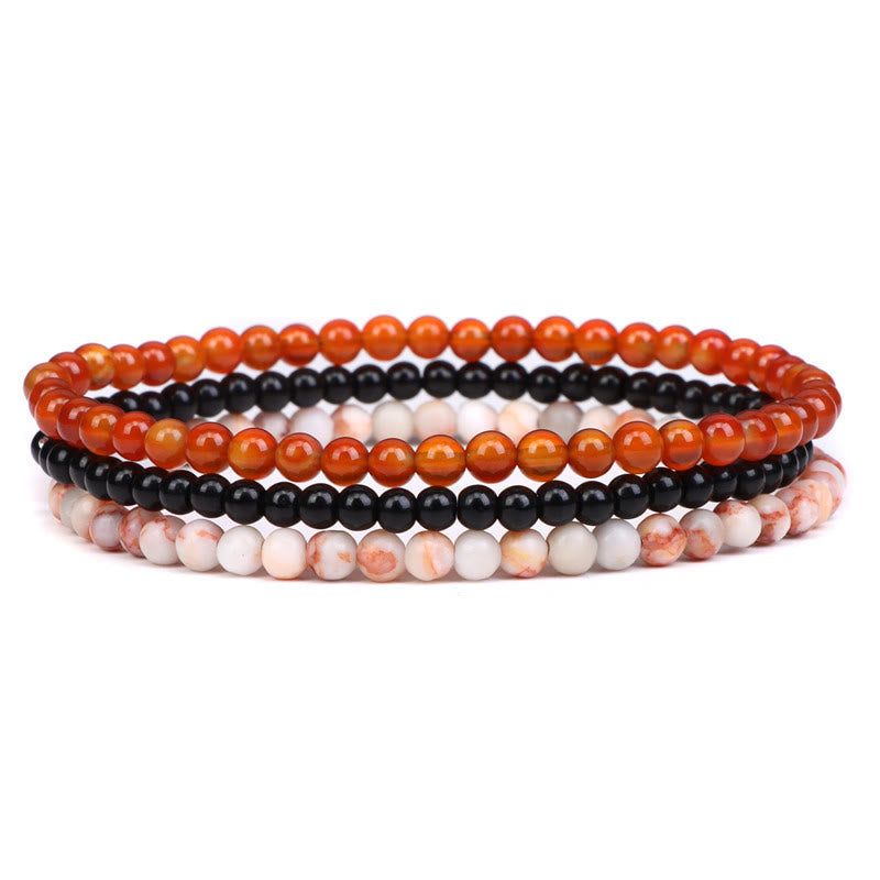 Mythstone 3Pcs Natural Crystal Stone Inner Peace Spiritual Bracelet