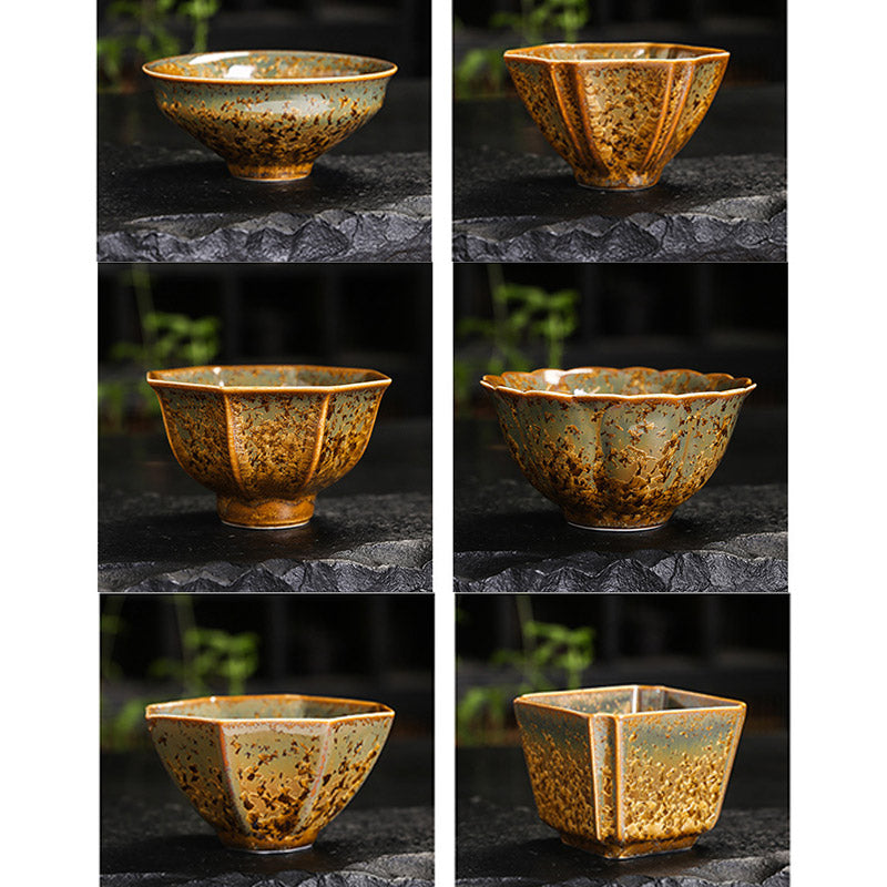 Mythstone Colorful Brown Ceramic Teacup Kung Fu Tea Cup Bowl