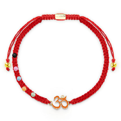 Mythstone Tibetan Handmade OM Mindfulness Red String Bracelet