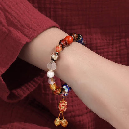 Mythstone Tibetan Colorful Incense Ash Liuli Glass Bead Om Mani Padme Hum Dorje Vajra 18 Beads Wrist Mala