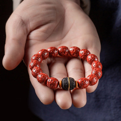 Mythstone Natural Cinnabar Ebony Calm Blessing Bracelet