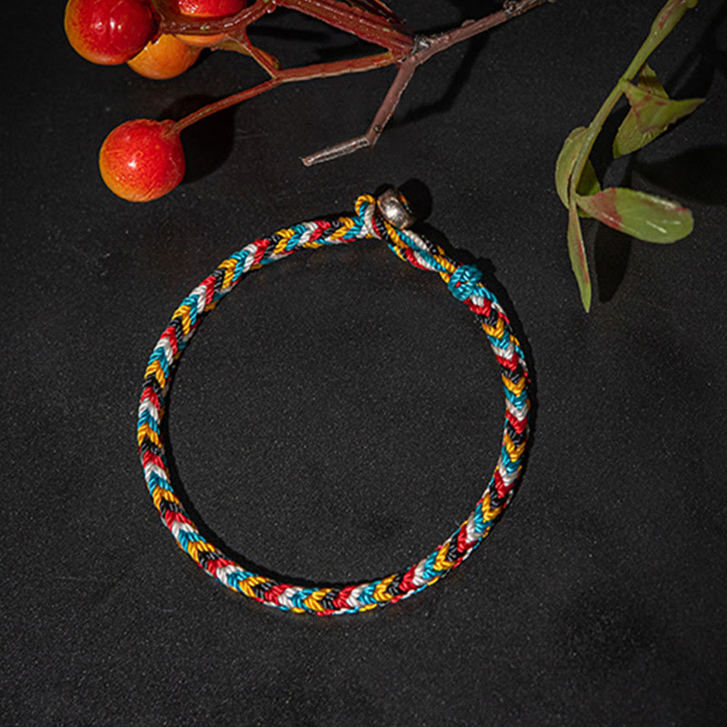 Mythstone Tibet Handmade Five Color Thread Protection Braid String Bracelet