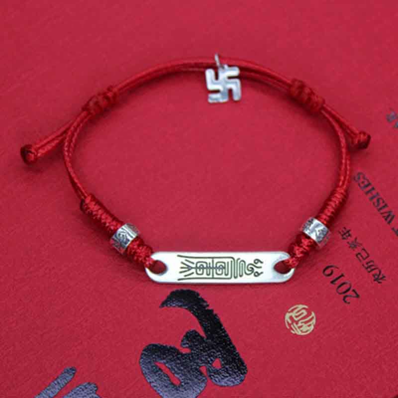 Mythstone 925 Sterling Silver Red String Luck Strength Braid Bracelet