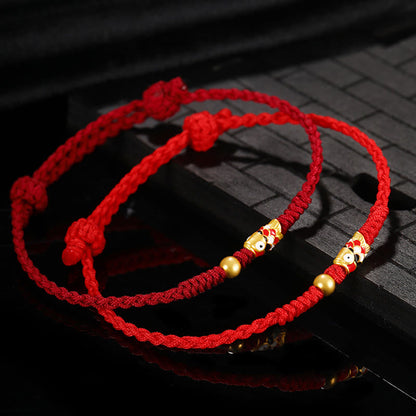 Mythstone 999 Gold Luck Koi Fish Handcrafted Braided String Bracelet