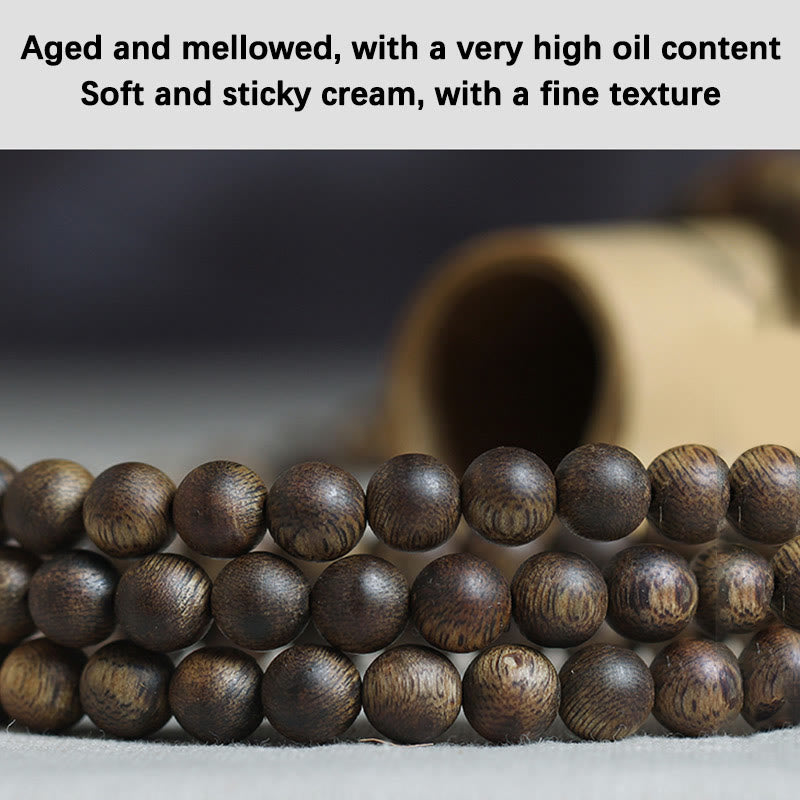 MythStone 108 Mala Beads Nha Trang Soil Buried Qinan Agarwood Balance Strength Bracelet