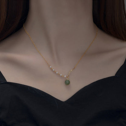 Collar con colgante de perlas de jade hetiano natural Mythstone con cuentas de la suerte