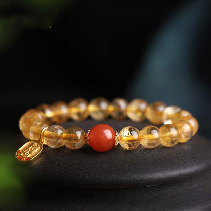 Mythstone Citrine Red Agate Fortune Charm Bracelet