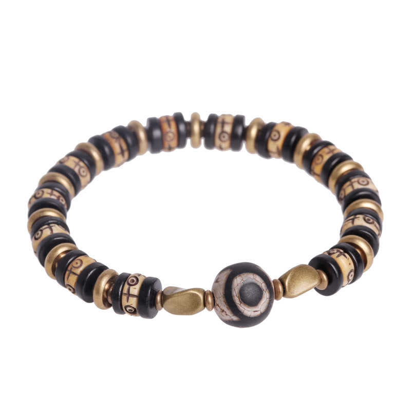 Mythstone Tibetan Yak Bone Ebony Wood Strength Bracelet