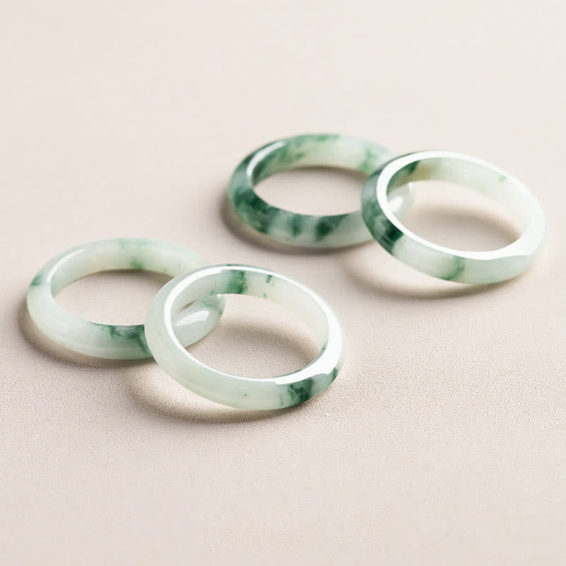 Mythstone Natural Green Jade Luck Abundance Ring